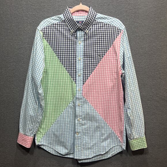 Vineyard Vines Carleton Gingham Party Slim Fit Tucker Button Down Shirt Size M - Picture 1 of 12